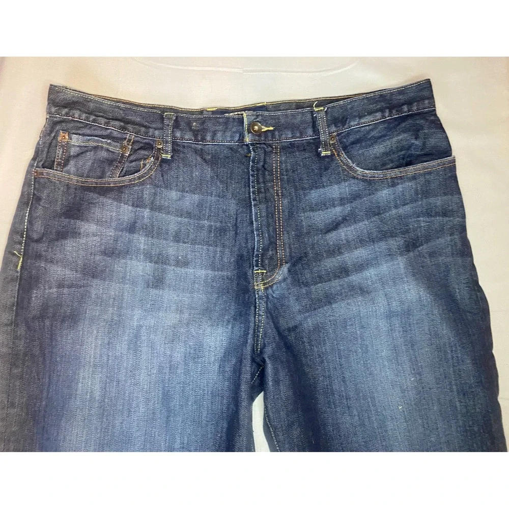 Lucky Brand Straight Leg Jeans Mens 40x32 Blue Dark Wash Stretch
